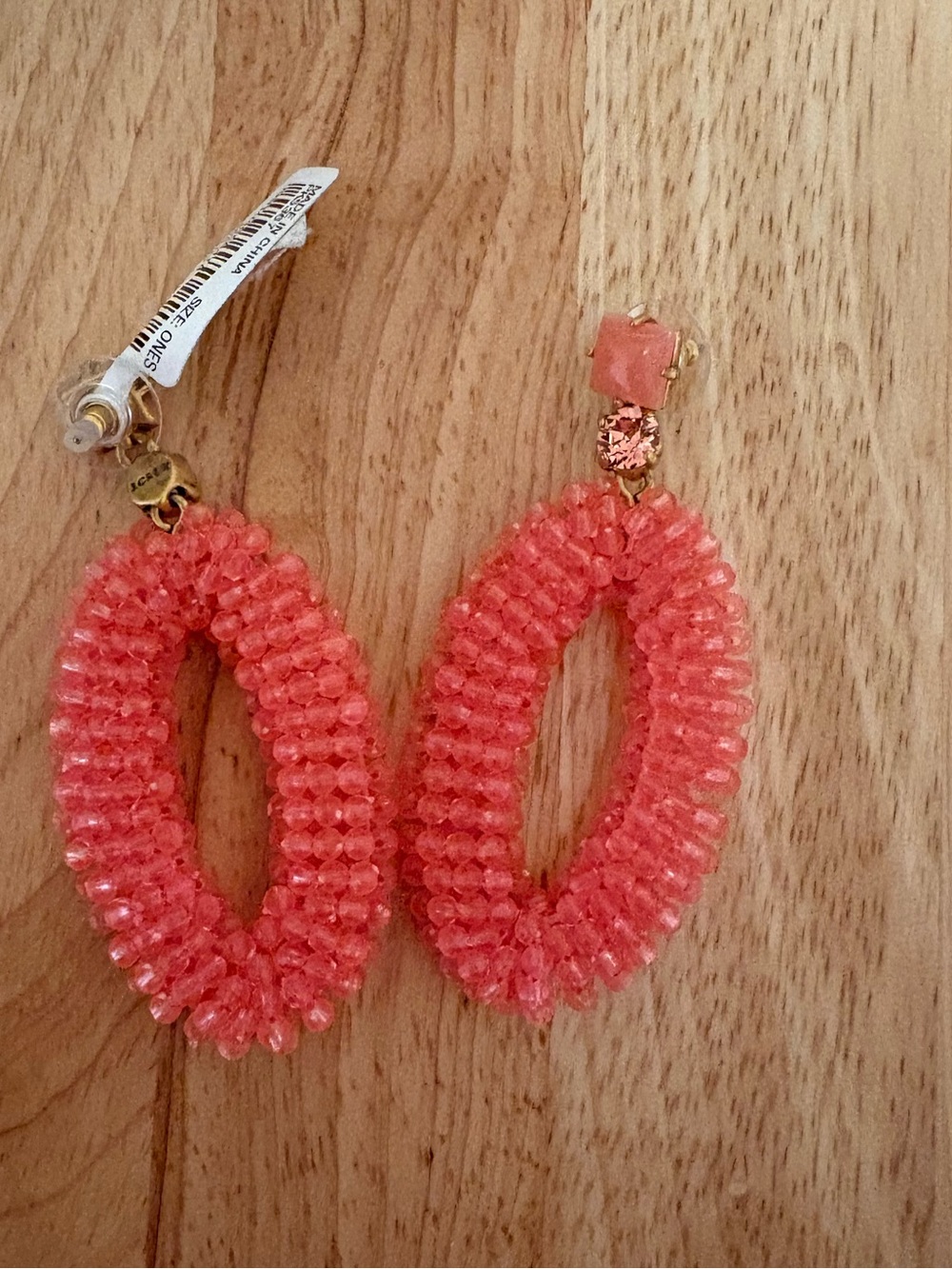 J. Crew Beaded Coral Earrings. New with tags.